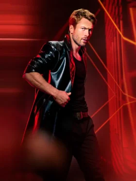 The Running Man Glen Powell Leather Coat