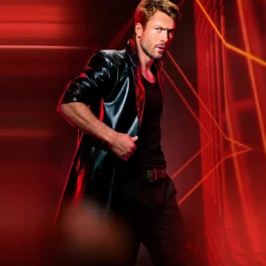 The Running Man Glen Powell Leather Coat