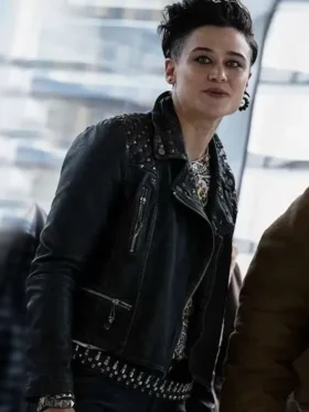 The Running Man Katy O'Brian Black Leather Jacket