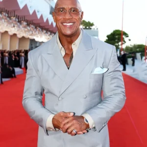 The Smashing Machine Premiere Dwayne Johnson Grey Suit