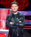 The Voice S28 Michael Buble Black Leather Jacket Side