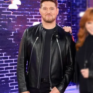 The Voice S28 Michael Buble Black Leather Jacket