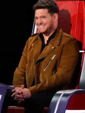 The Voice S28 Michael Buble Brown Leather Jacket
