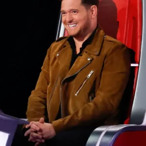 The Voice S28 Michael Buble Brown Leather Jacket