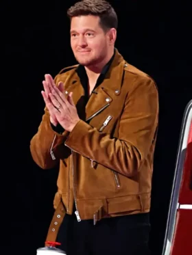 The Voice S28 Michael Buble Brown Leather Jacket