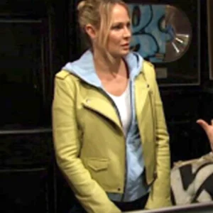 The Young and the Restless Sharon Case Yellow Leather Jacket Front