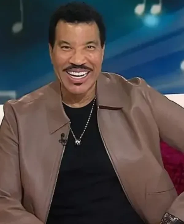 Today Lionel Richie Brown Leather Jacket Side
