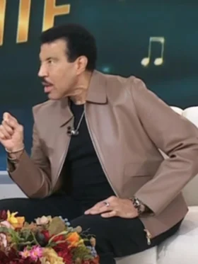 Today Lionel Richie Brown Leather Jacket Front