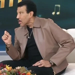 Today Lionel Richie Brown Leather Jacket Front