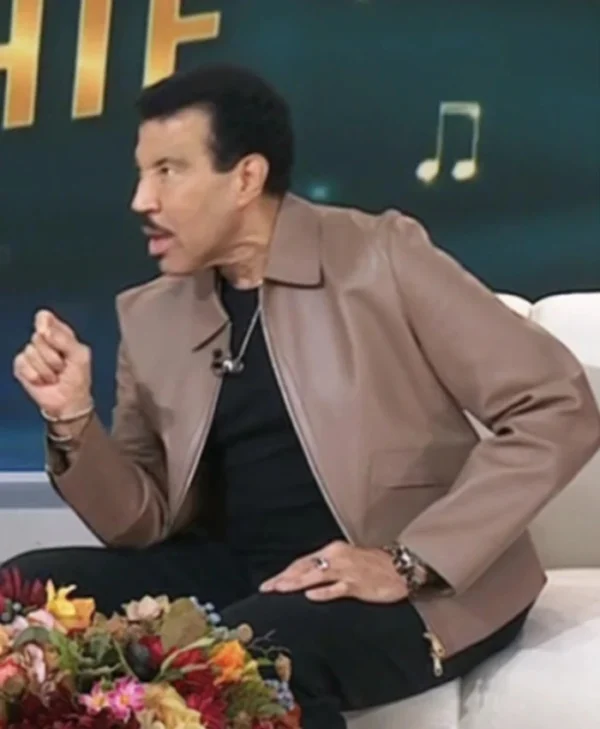 Today Lionel Richie Brown Leather Jacket Front