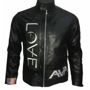 Tom Delonge Angels and Airwaves Black Leather Jacket Front look