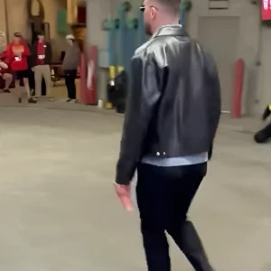 Travis Kelce Black Leather Jacket Back