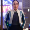 Tron Ares Greta Lee Leather Jacket Side