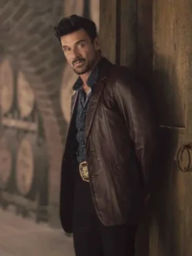 Tulsa King S03 Frank Grillo Brown Leather Blazer
