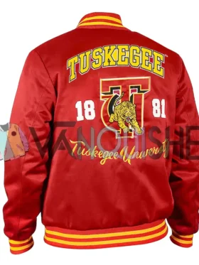 Tuskegee University 1881 Red Varsity Jacket left back