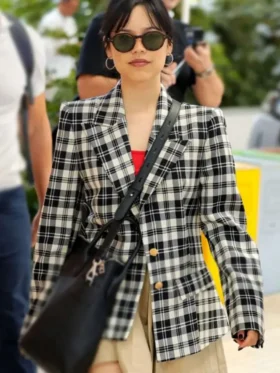 Venice Film Festival Jenna Ortega Plaid Blazer