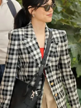 Venice Film Festival Jenna Ortega Plaid Blazer