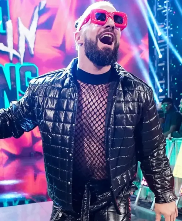 WWE RAW Seth Rollins Black Puffer Jacket Side