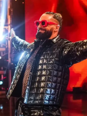 WWE RAW Seth Rollins Black Quilted Puffer Jacket