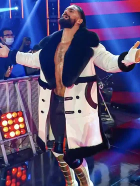WWE Raw Seth Rollins White Leather Coat Front