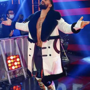 WWE Raw Seth Rollins White Leather Coat Front