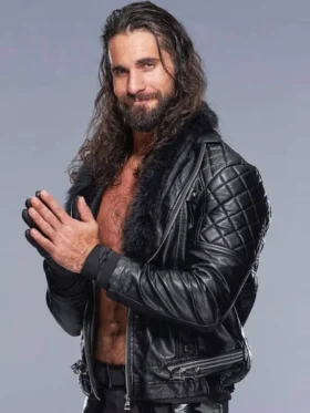 WWE Seth Rollins Black Leather Jacket Side