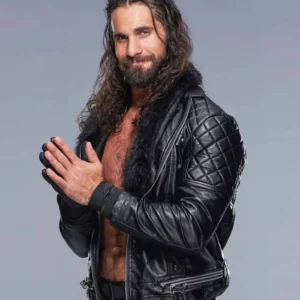WWE Seth Rollins Black Leather Jacket Side