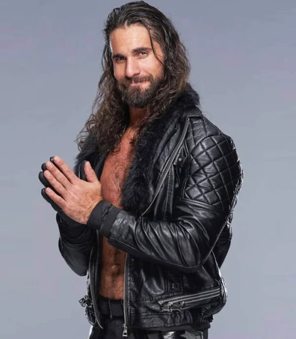 WWE Seth Rollins Black Leather Jacket Side