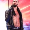 WWE Seth Rollins Black Leather Jacket Front