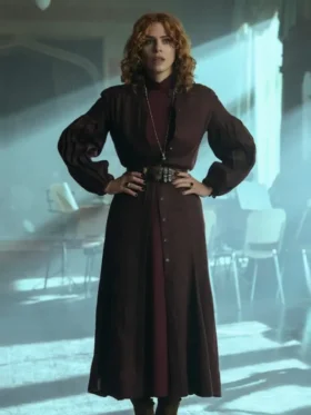 Wednesday S02 Billie Piper Long Coat Side
