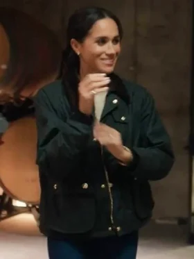 With Love Meghan S02 Meghan Markle Green Jacket Side