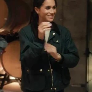 With Love Meghan S02 Meghan Markle Green Jacket Side