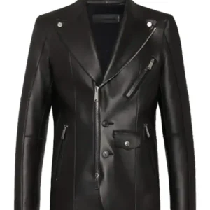 Zayn Malik Eyes Closed Leather Jacket Front Look