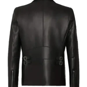 Zayn Malik Eyes Closed Leather Jacket Back Look