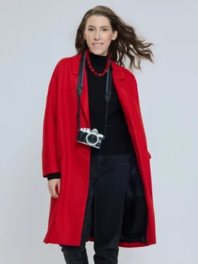 A Keller Christmas Vacation Eden Sher Red Wool Coat