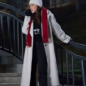 A Keller Christmas Vacation Eden Sher White Wool Coat Side