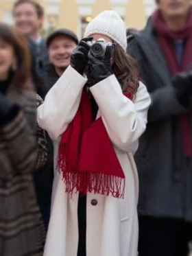 A Keller Christmas Vacation Eden Sher White Wool Coat