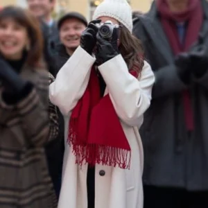 A Keller Christmas Vacation Eden Sher White Wool Coat