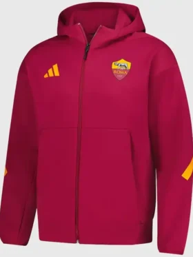 AS Roma Adidas 2025/26 Anthem Red Jacket Front Look