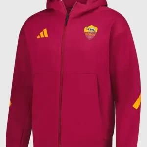 AS Roma Adidas 2025/26 Anthem Red Jacket Front Look