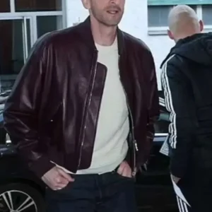 Adrien Brody Maroon Bomber Leather Jacket