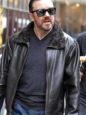 After Life Ricky Gervais Black Leather Jacket