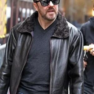 After Life Ricky Gervais Black Leather Jacket