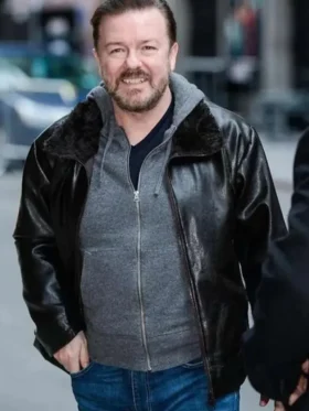 After Life Ricky Gervais Black Leather Jacket