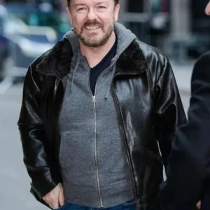 After Life Ricky Gervais Black Leather Jacket