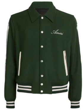 Amiri Bones Green Wool Letterman Jacket Side