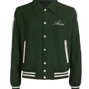 Amiri Bones Green Wool Letterman Jacket Side