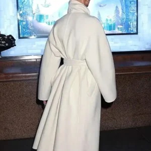 Anya Taylor Joy NYC 2025 White Trench Coat Back Look