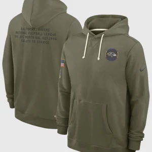 Baltimore Ravens Olive Green Hoodie Back