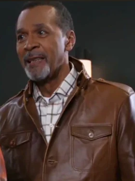 Beyond the Gates Clifton Davis Brown Leather Jacket Back